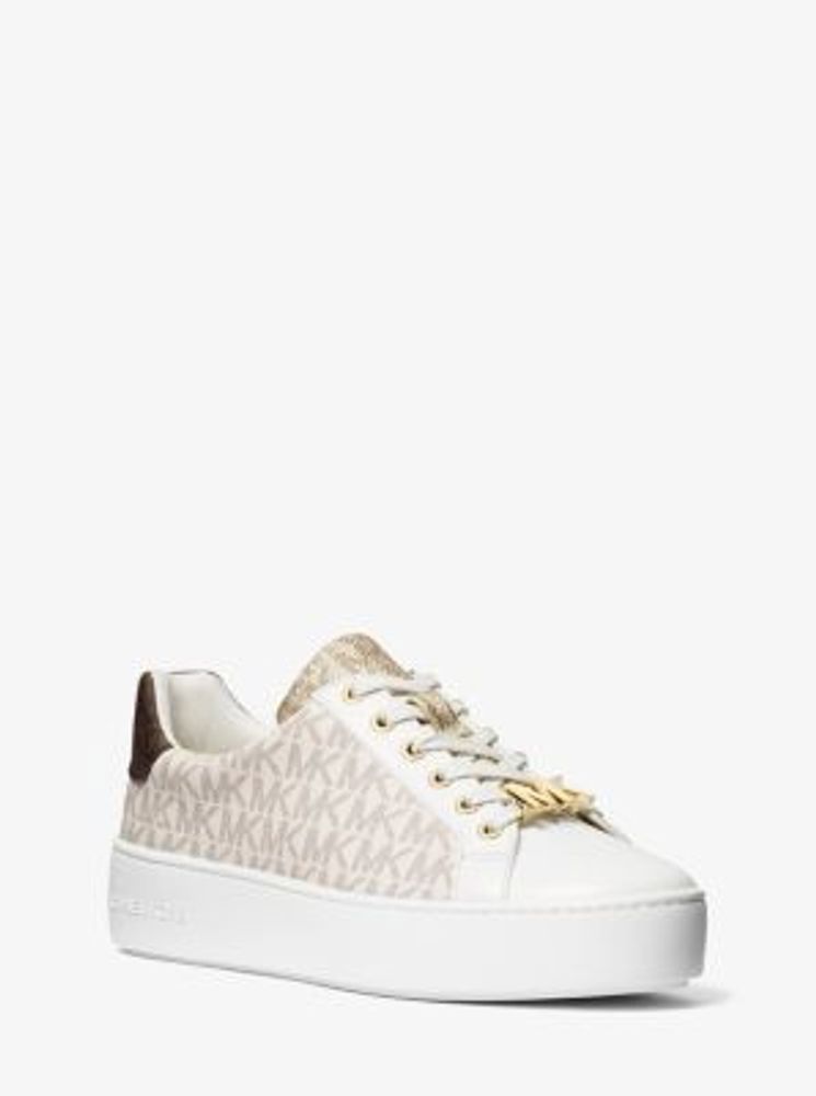 michael michael kors poppy embroidered logo jacquard sneaker