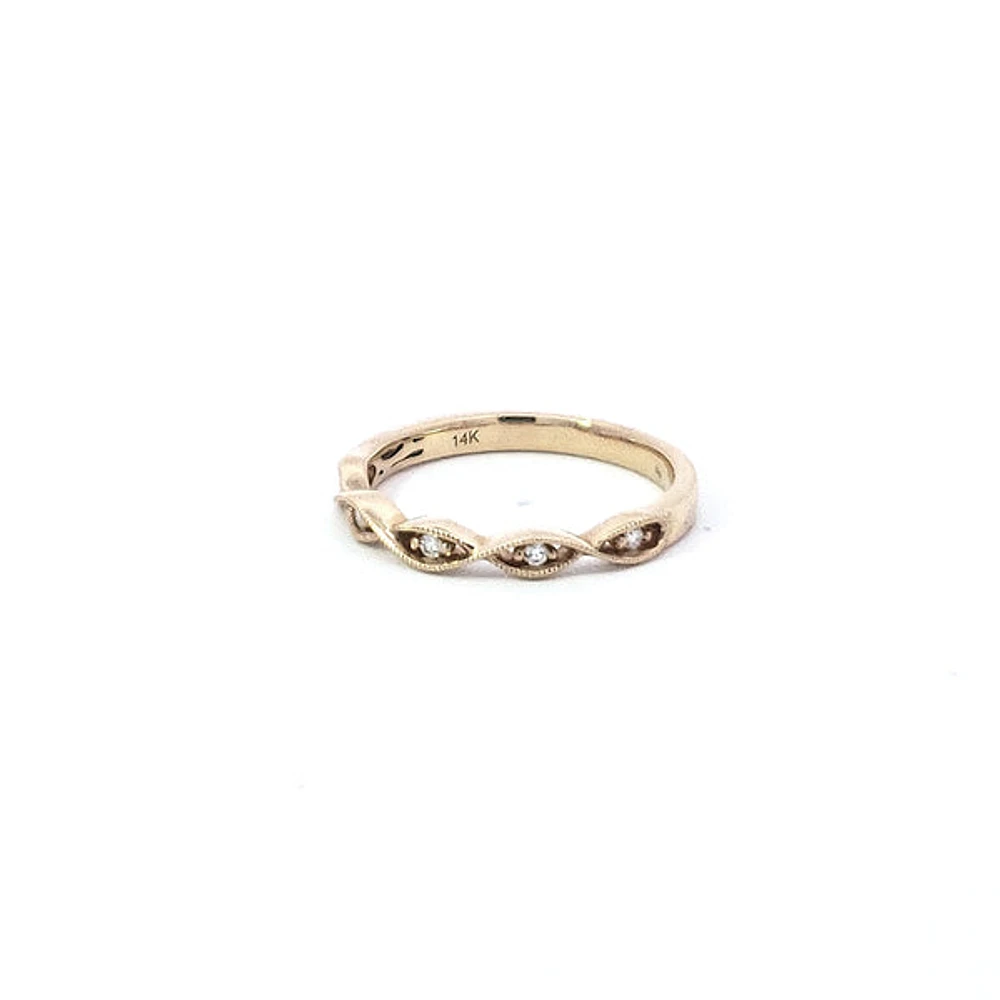 14K Yellow Gold 0.05cttw Diamond Milgrain Ring