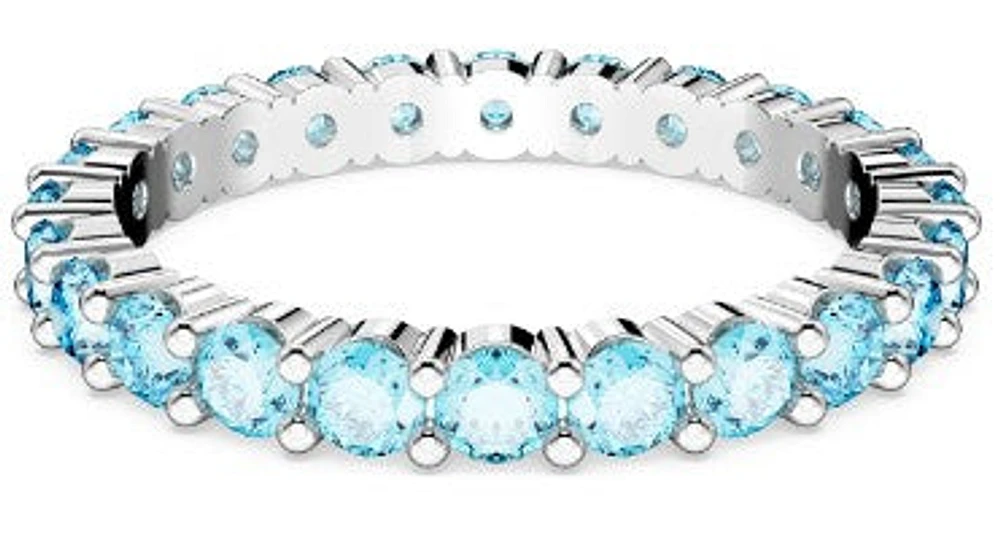 Swarovski Matrix ring, Round cut, Blue, Rhodium plated - 5658671