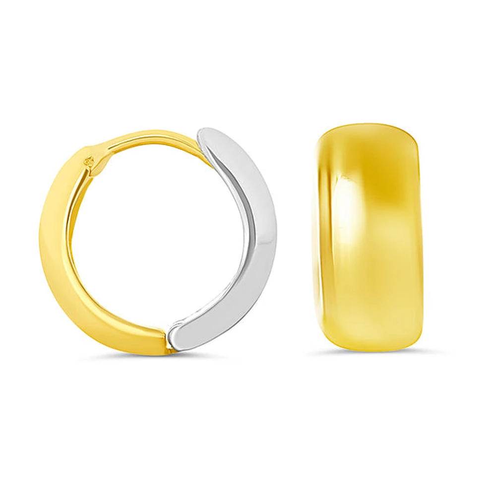 10K Yellow and White Gold Huggies/Earrings