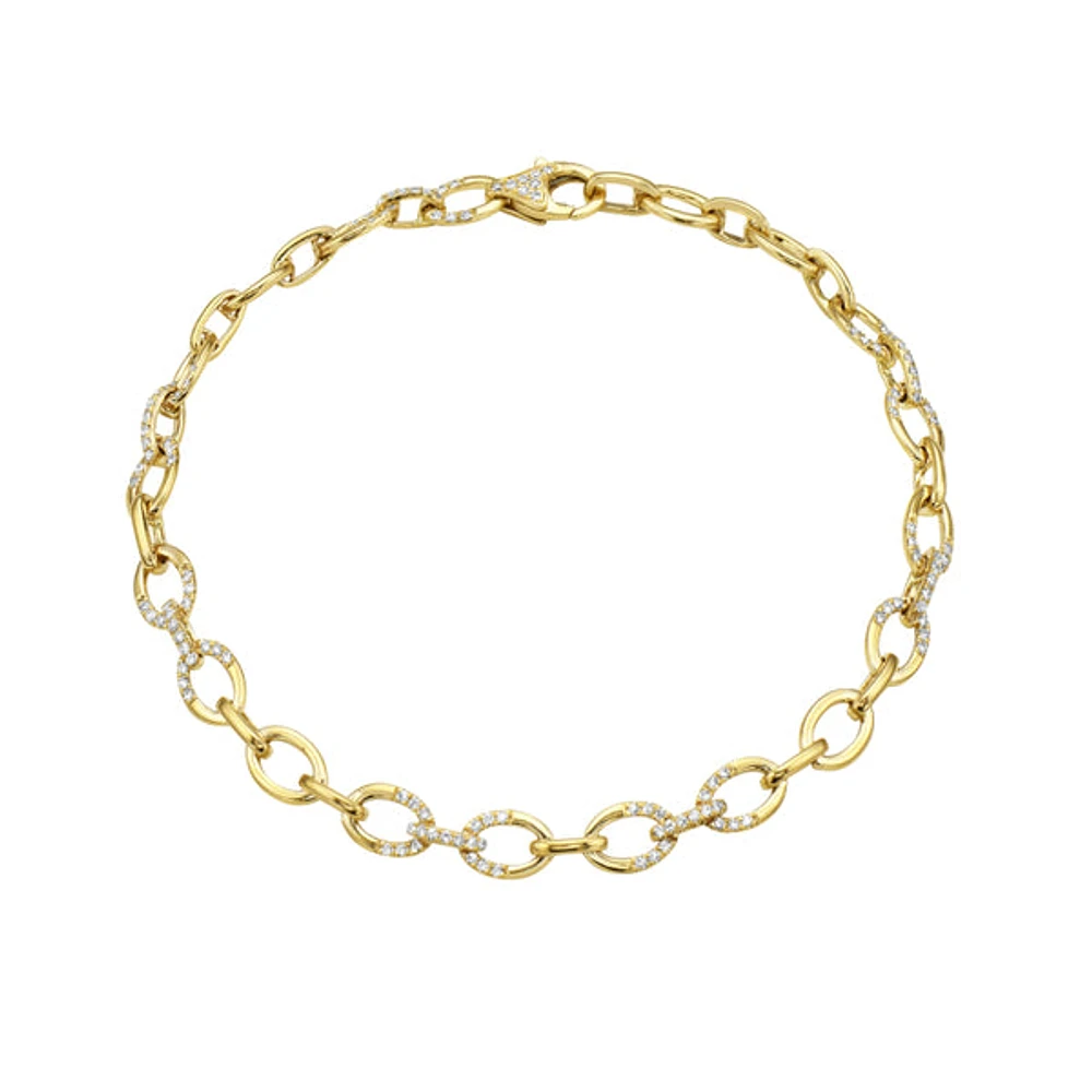 14K Yellow Gold 0.50cttw Round-Cut Diamond Link Bracelet