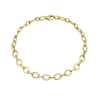 14K Yellow Gold 0.50cttw Round-Cut Diamond Link Bracelet