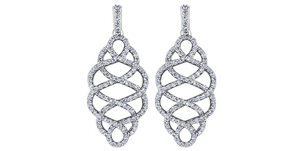 14K White Gold 0.52cttw Diamond Dangle Earrings