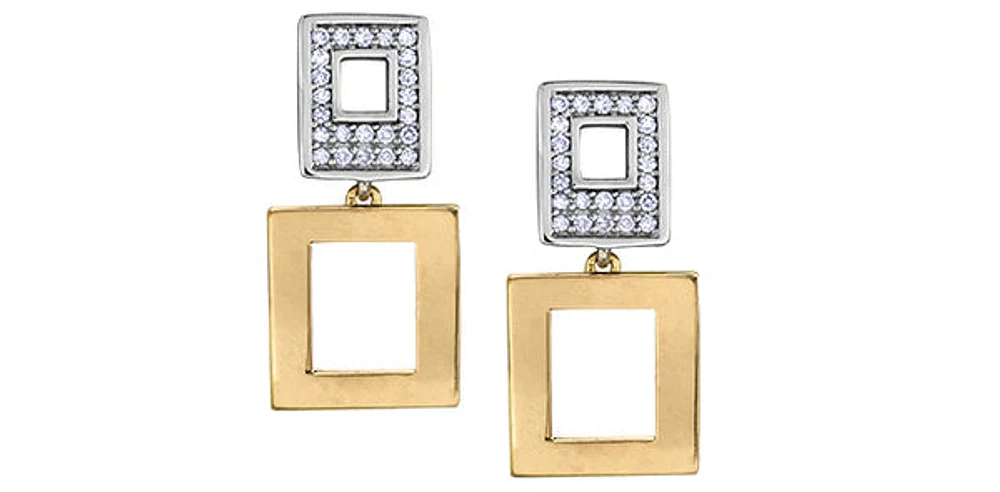 10K Yellow and White Gold 0.23cttw Diamond Earrings