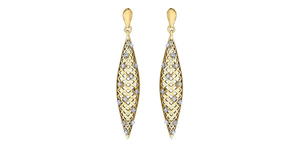 10K Yellow Gold 0.20cttw Diamond Dangle Earrings