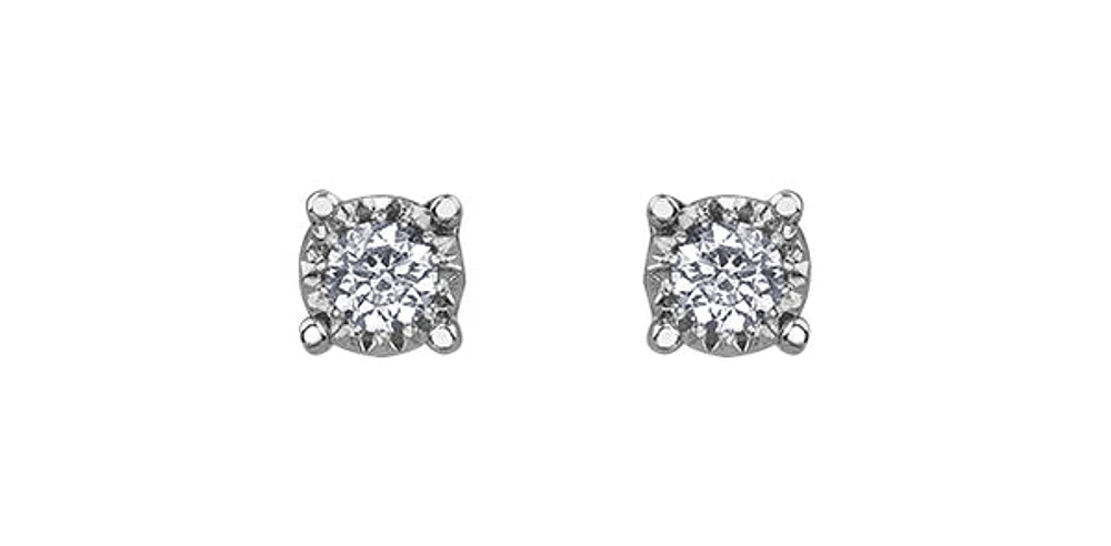 10K White Gold Diamond Solitaire Earrings 0.10cttw