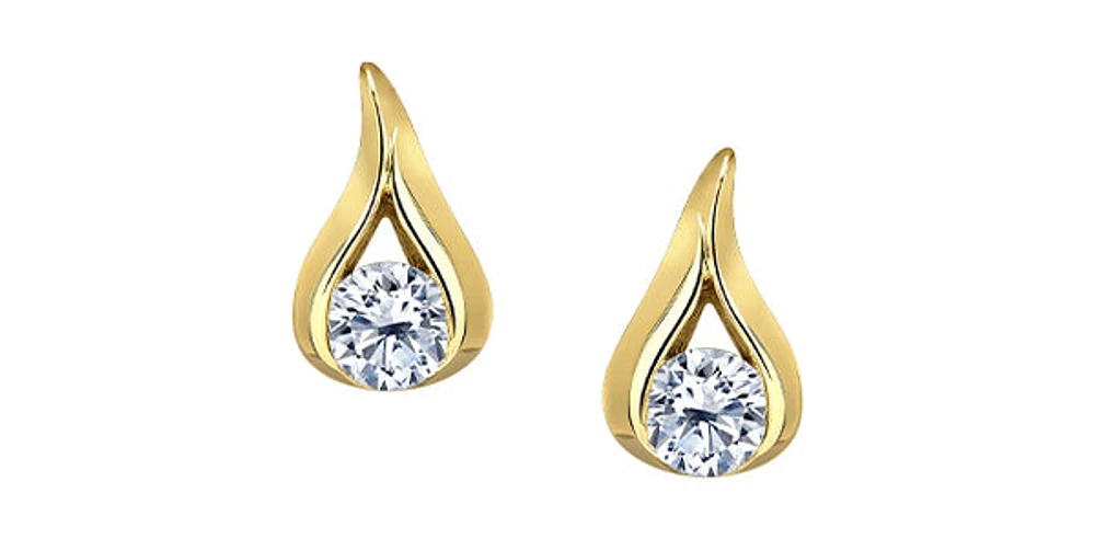 14K Yellow Gold 0.25cttw Canadian Diamond Earrings