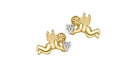10K Yellow Gold 0.02cttw Diamond Cherub / Angel Stud Earrings
