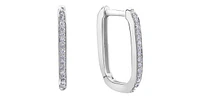 10K White Gold 0.09 cttw Diamond Square Hoop Earrings