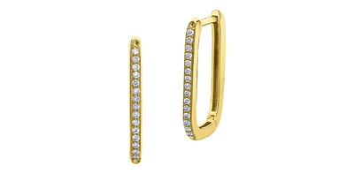 10K Yellow Gold 0.12 cttw Diamond Square Hoop Earrings