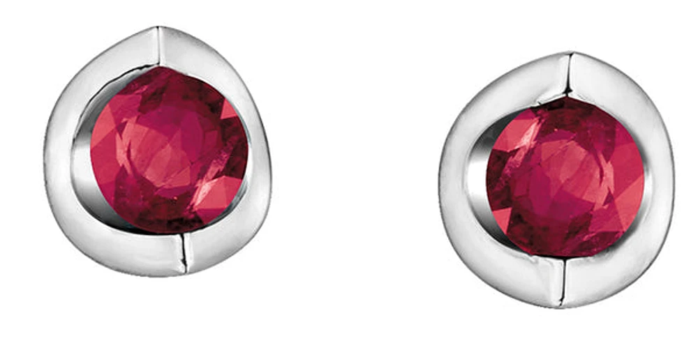 10K White Gold Genuine Ruby Earrings