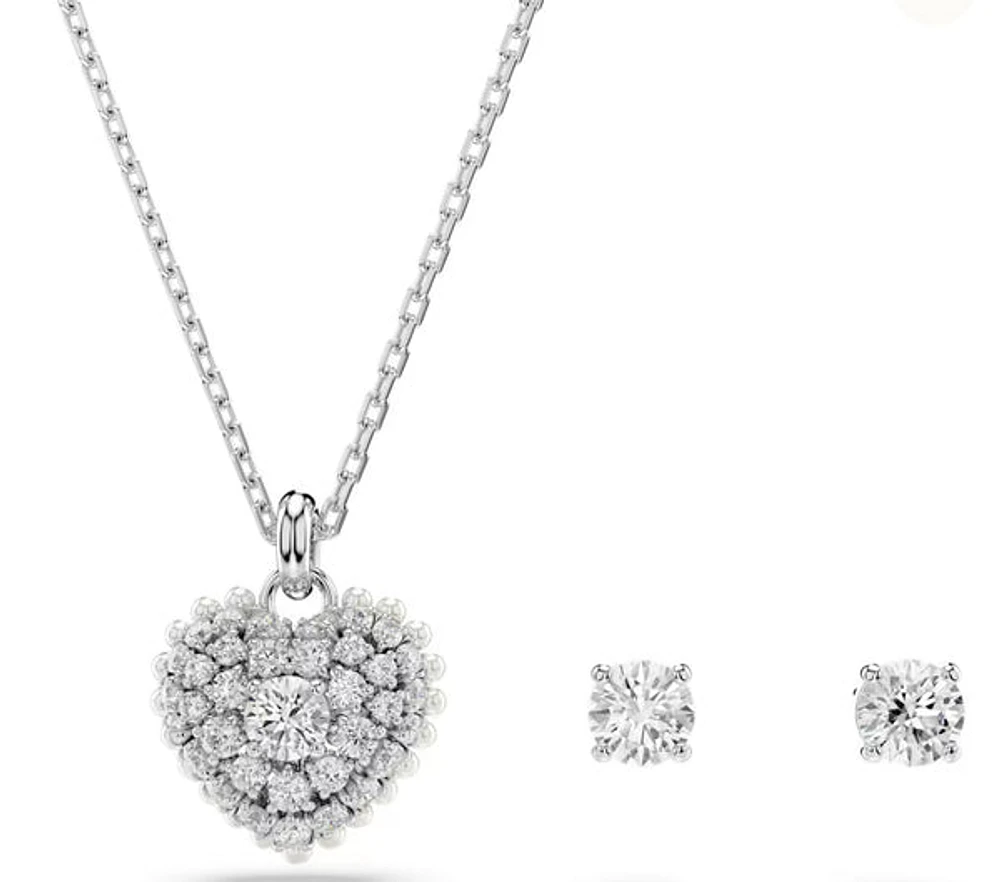 Swarovski - Hyperbola set, Heart, White, Rhodium plated - 5684383