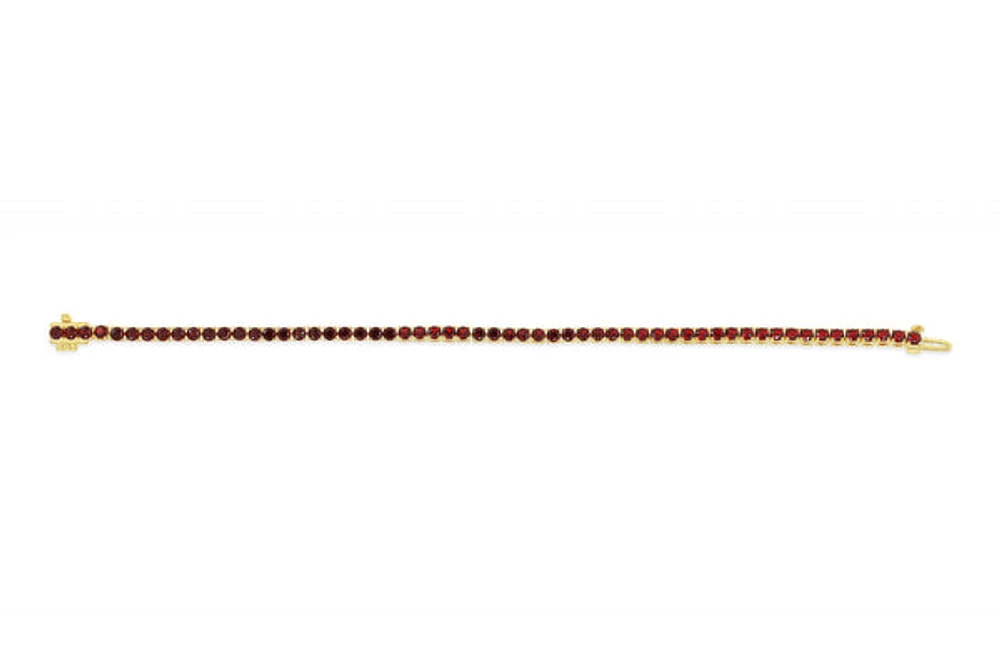 Sterling Silver with 14K Gold Plate Lab Created Garnet Bracelet