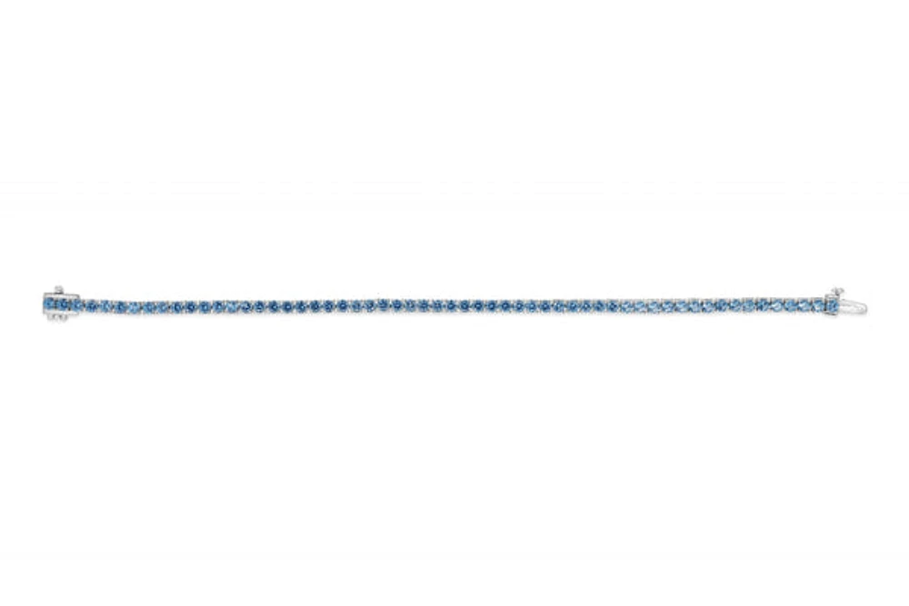 Sterling Silver with 14K Gold Plate Lab Created Blue Topaz Bracelet - December Birthstone