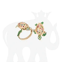 18K Yellow Gold Rainbow Sapphire, Tsavorite, Onyx & Diamond Butterfly Ring