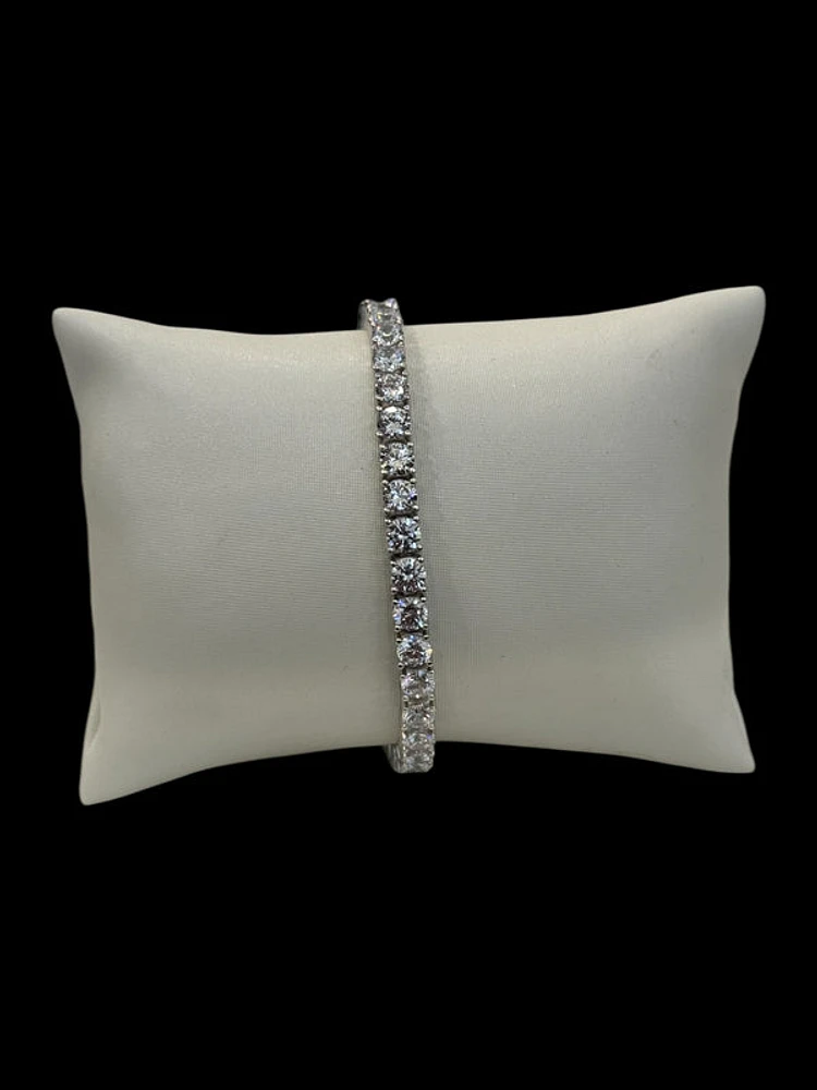925 Sterling Silver 4mm Cubic Zirconia Tennis Link Bracelet - 8 Inches