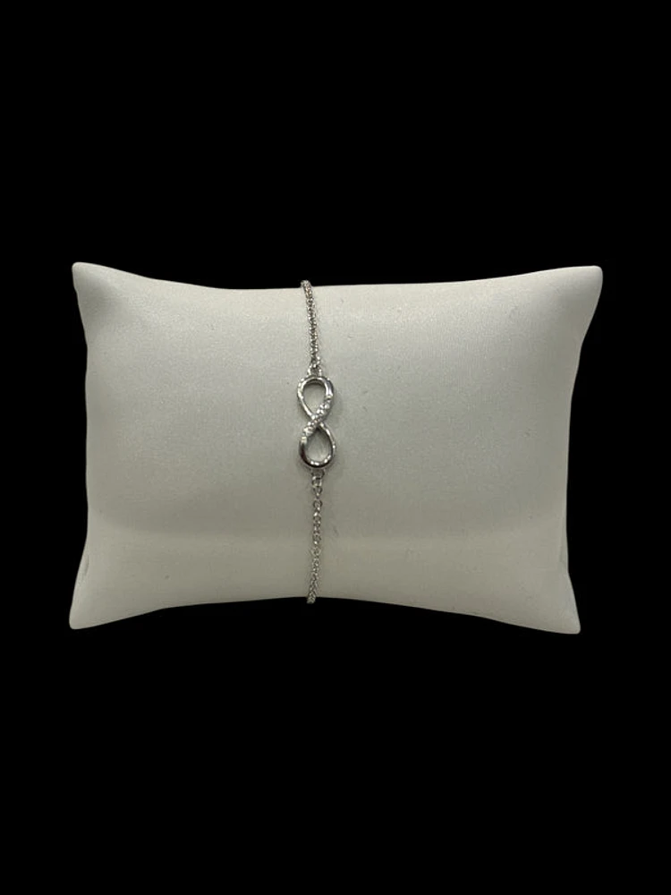 925 Sterling Silver Cubic Zirconia Infinity Link Bracelet - 6.5-8.5 Inches