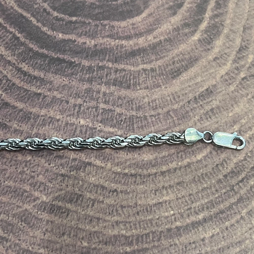 925 Sterling Silver 5.0mm Rope Link Bracelet - 8.0 Inches
