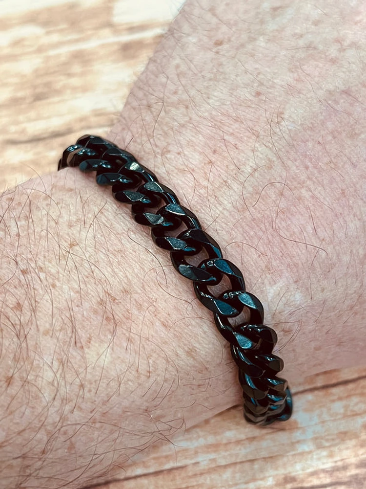 Stainless Steel 9mm Curb Bracelet - 8.5 Inches