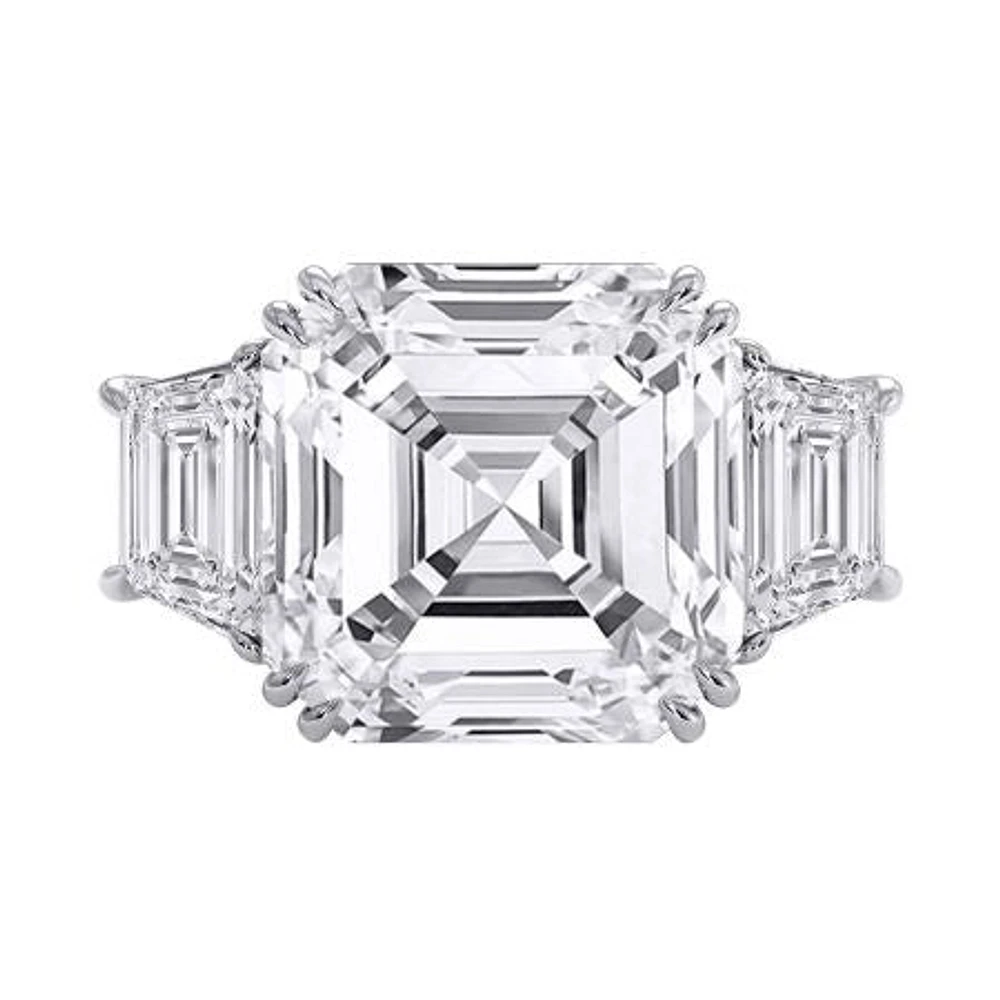 14K White Gold Lab Grown Asscher Cut Diamond Engagement Ring - / 4