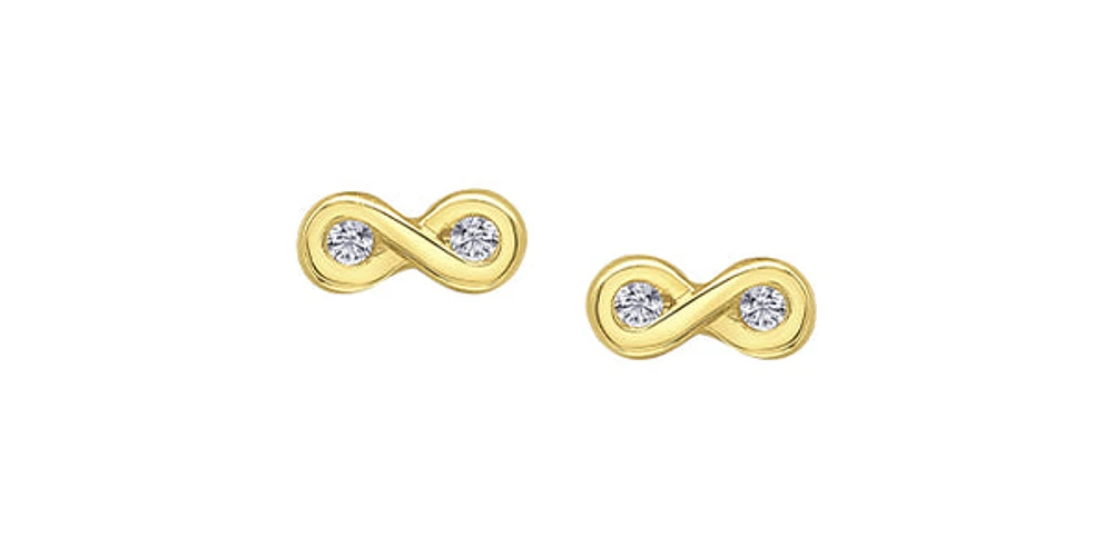 10K Yellow Gold Round Brilliant Cut Infinity Diamond Stud Earrings