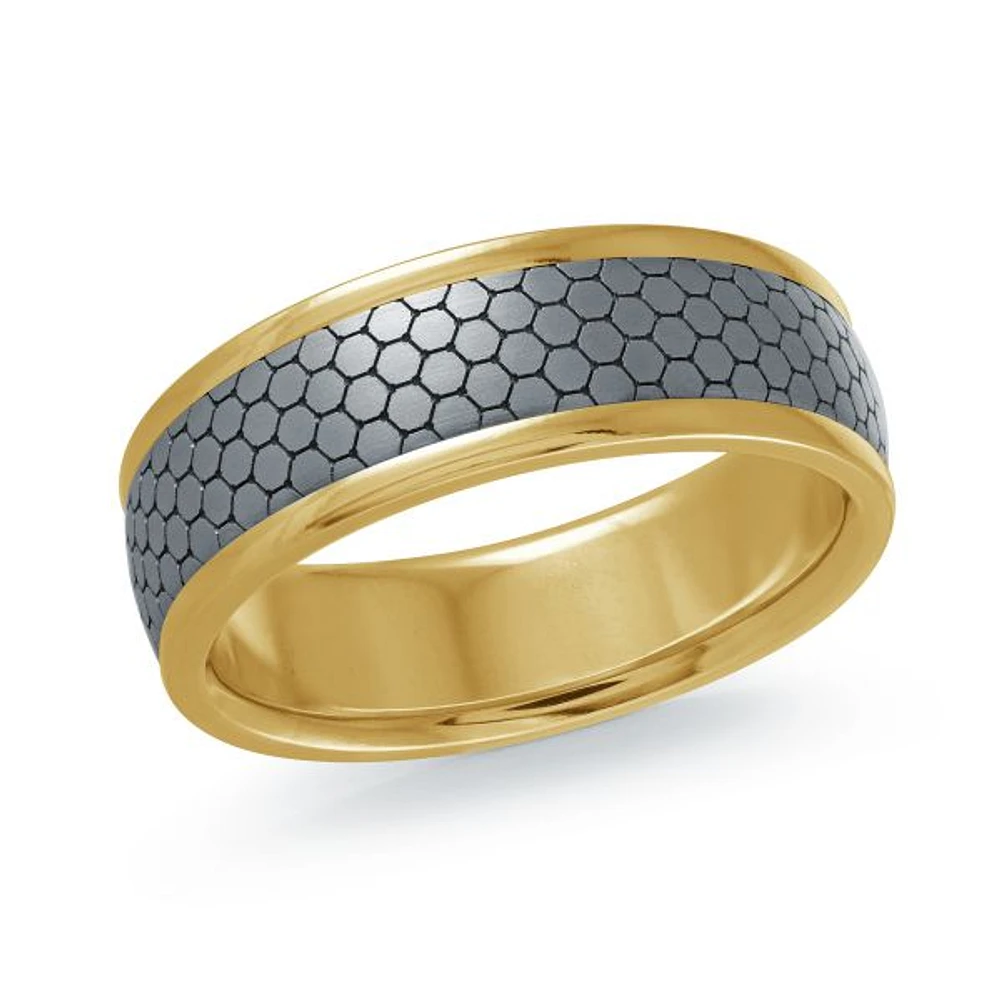 14K Yellow Gold and Tantalum Mens Band