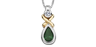 10K and Yellow Gold cttw Diamond and Emerald Pendant