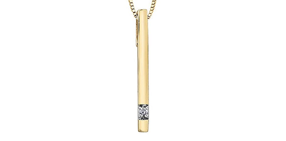 10K Yellow Gold 0.008cttw Diamond Bar Pendant, 18"