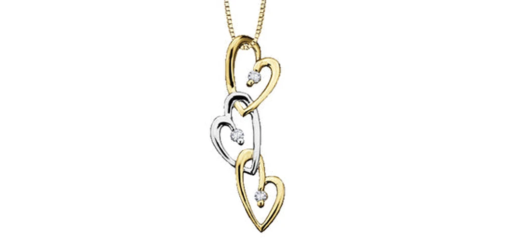 10K Yellow and White Gold 0.06cttw Canadian Diamond Heart Pendant, 18"