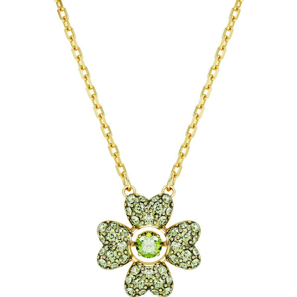 Swarovski Idyllia pendant, Clover, Green, Gold-tone plated - 5671144