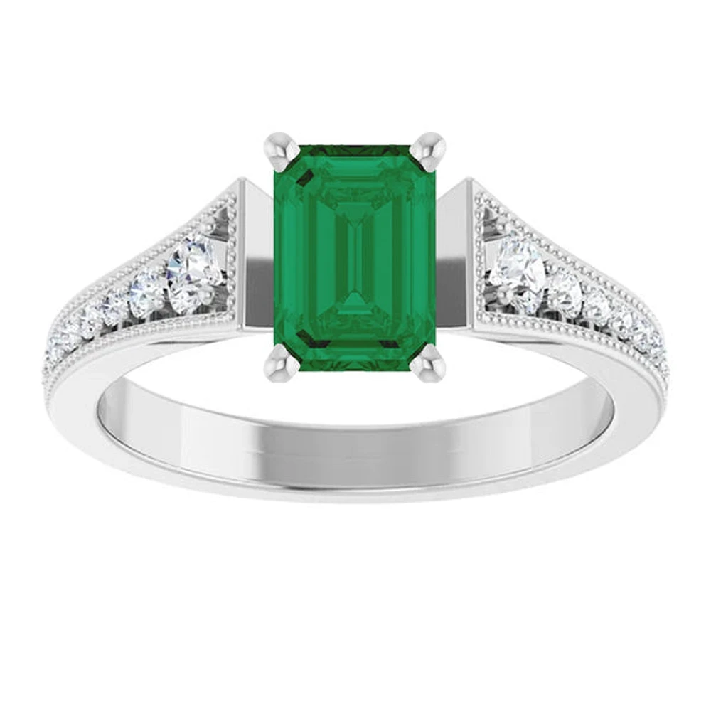 14K Semi Custom Emerald Engagement Ring - Gold / 1.00 ct A