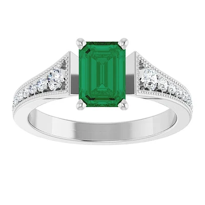 14K Semi Custom Emerald Engagement Ring - Gold / 1.00 ct A