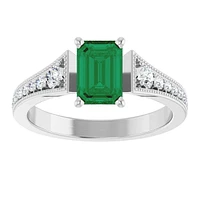 14K Semi Custom Emerald Engagement Ring - Gold / 1.00 ct A