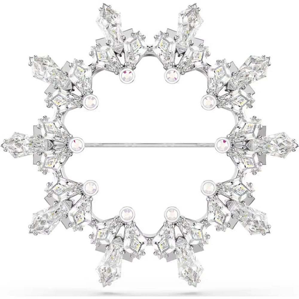 Swarovski Idyllia brooch, Mixed cuts, Snowflake, White, Rhodium plated - 5705397 - Discontinued
