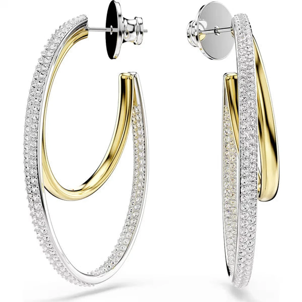 Swarovski - Hyperbola hoop earrings, Round cut, Medium, White, Mixed metal finish - 5702400