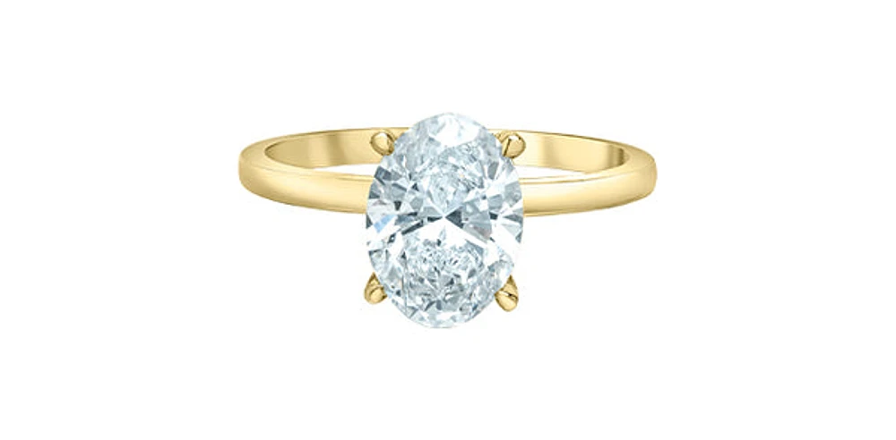14K Yellow Gold 2.05Cttw Lab Grown Oval Cut Diamond Engagement Ring With Hidden Halo - 14K Yellow Gold / 4.5