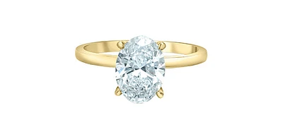 14K Yellow Gold 2.05Cttw Lab Grown Oval Cut Diamond Engagement Ring With Hidden Halo - / White