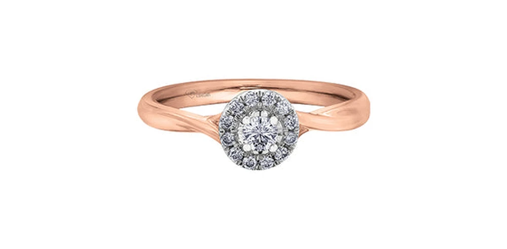 10K Rose Gold 0.20cttw Canadian Diamond Engagement Ring - / White