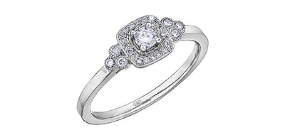 10K White Gold 0.23cttw Canadian Diamond Engagement Ring, 6.5 - / 14K