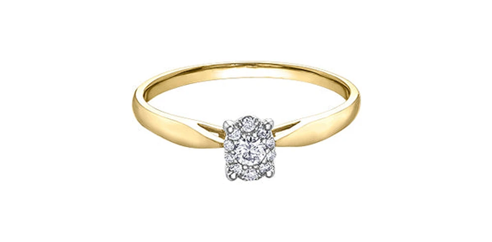 10K Yellow & White Gold 0.11cttw Diamond Engagement Ring