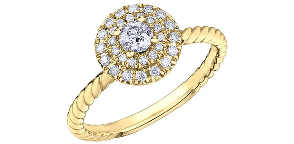 10K Yellow Gold 0.35cttw Canadian Diamond Engagement Ring, 6.5 - / White