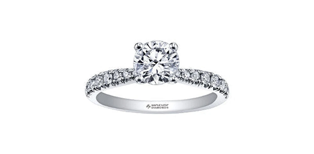 18K White Gold and Palladium 1.00cttw Canadian Diamond Engagement Ring - / 4.5
