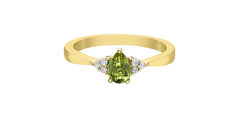 10K Gold Peridot and Diamond Ring