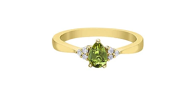 10K Gold Peridot and Diamond Ring