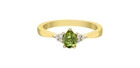 10K Gold Peridot and Diamond Ring