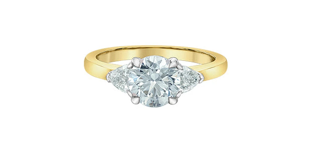 14K Yellow Gold Cttw Lab Grown Round Cut Diamond Engagement Ring