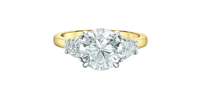 14K Yellow and White Gold 2.45Cttw Lab Grown Round Cut Diamond Engagement Ring