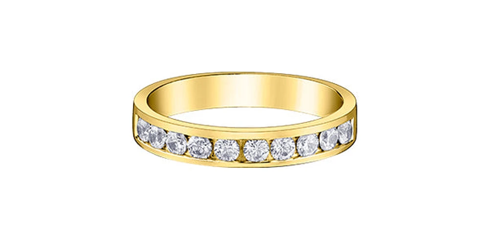 14K Yellow Gold Diamond Anniversary Channel Set Band - cttw / 4