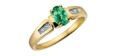 10K Yellow Gold Emerald & Diamond Ring