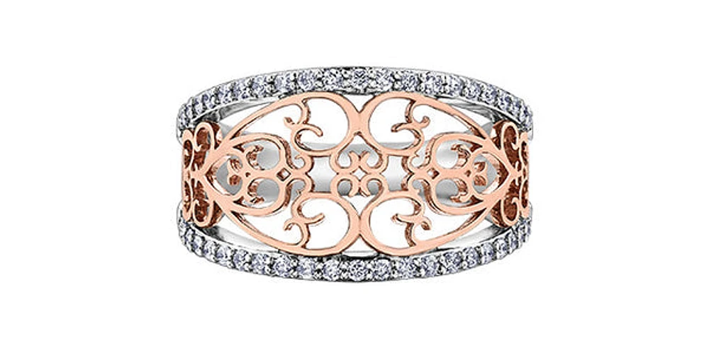 10K White & Rose Gold Diamond Ring